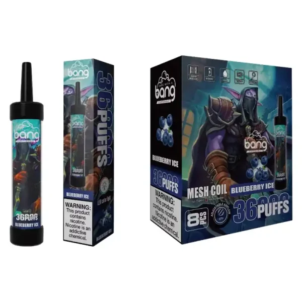 Bang 36K (36000) Puffs DTL LED Color Light 40ml E-liquid Type-C Charging 0% 2% 3% 5% Nicotine Disposable Vape Pen 24h-vape.com