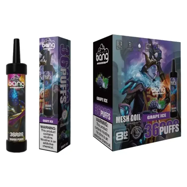 Bang 36K (36000) Puffs DTL LED Color Light 40ml E-liquid Type-C Charging 0% 2% 3% 5% Nicotine Disposable Vape Pen 24h-vape.com
