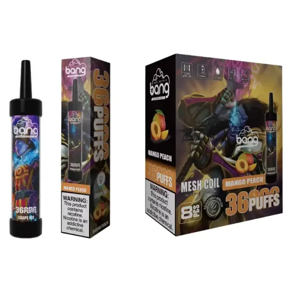 Bang 36K(36000) Puffs DTL LED Color Light 40ml E-liquid Type-C Charging 0% 2% 3% 5% Nicotine Disposable Vape Pen