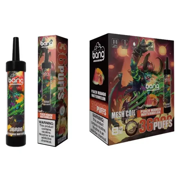 Bang 36K(36000) Puffs DTL LED Color Light 40ml E-liquid Type-C Charging 0% 2% 3% 5% Nicotine Disposable Vape Pen