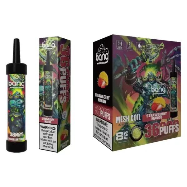 Bang 36K(36000) Puffs DTL LED Color Light 40ml E-liquid Type-C Charging 0% 2% 3% 5% Nicotine Disposable Vape Pen