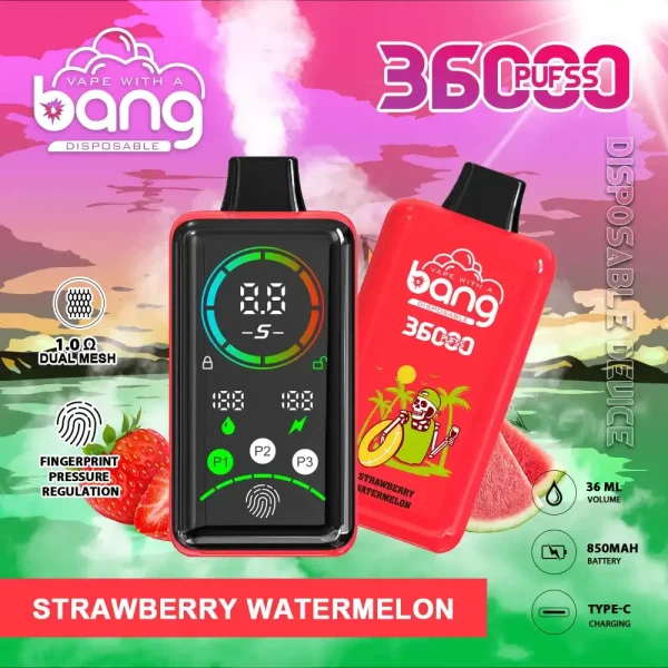 Bang 36K(36000) Puffs Advanced Fingerprint Full Screen 0% 2% 3% 5% Nicotine 36mL E-liquid Smart Full-Screen Display Disposable Vape