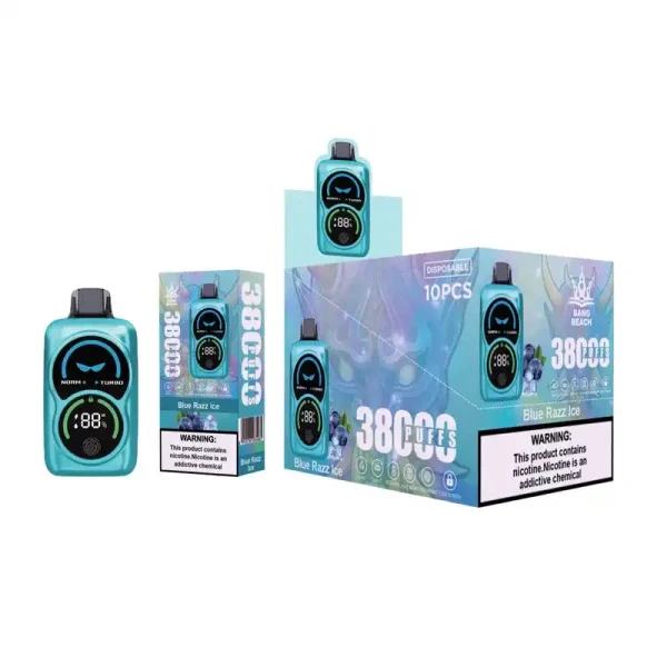 Bang Beach 38K(38000) Puffs Fingerprint LED Display 0% 2% 3% 5% Nicotine 38 ml E-liquid Disposable Vape