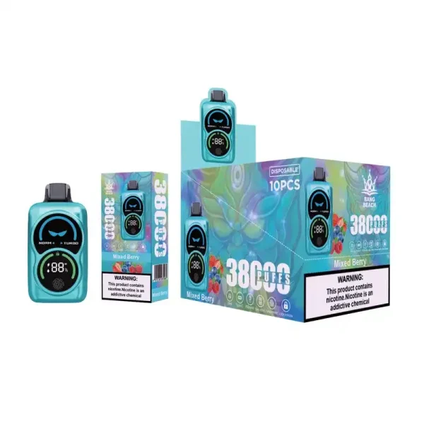 Bang Beach 38K(38000) Puffs Fingerprint LED Display 0% 2% 3% 5% Nicotine 38 ml E-liquid Disposable Vape