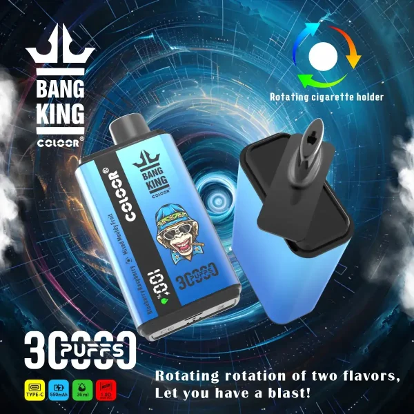 Bang King 30K(30000) Puffs New Double Flavor 0% 2% 3% 5% Nicotine LED Digital Display 36ml E-liquid Disposable Vape