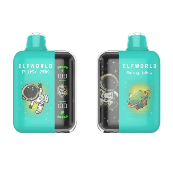 Elfworld PLUS 20000 Puffs nicotine strengths: 0%, 2%, 3%, and 5% LCD Screen Display 22ml e-liquid capacity Display Disposable Vape