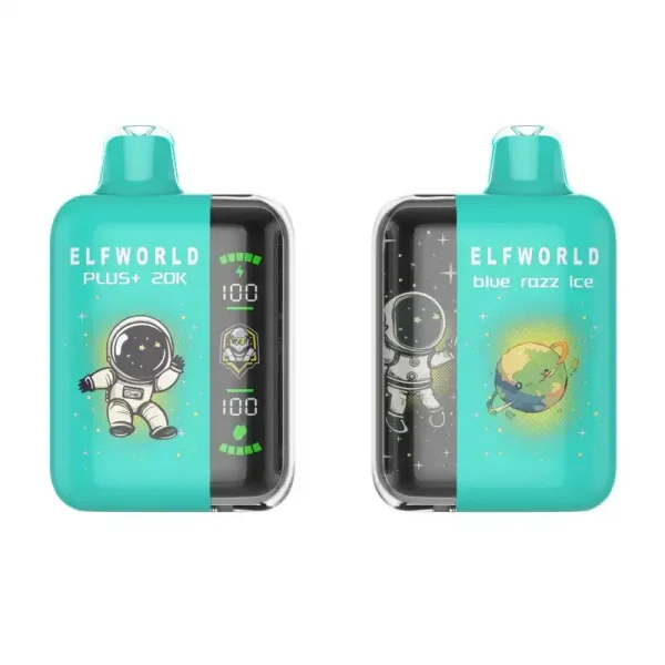Elfworld PLUS 20000 Puffs nicotine strengths: 0%, 2%, 3%, and 5% LCD Screen Display 22ml e-liquid capacity Display Disposable Vape
