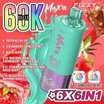 Fizzy Max III 6in1 60K (60000) Puffs LCD Display 60ml E-liquid 850 mAh Battery 2% 5% Nicotine 10 Flavors Disposable Vape