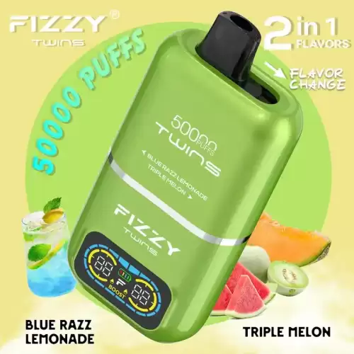 Fizzy Twins 50K (50000) Puffs Dual Flavors 50ML E-liquid Mesh Coil 850 mAh Battery 2% 5% Nicotine LCD Screen Disposable Vape – A New Era in Vaping Innovation