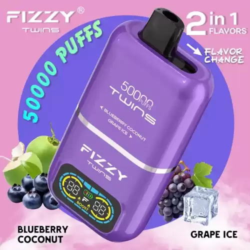 Fizzy Twins 50K (50000) Puffs Dual Flavors 50ML E-liquid Mesh Coil 850 mAh Battery 2% 5% Nicotine LCD Screen Disposable Vape – A New Era in Vaping Innovation