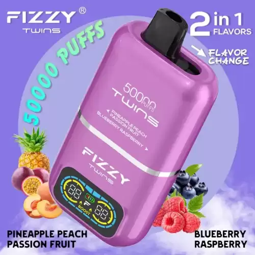 Fizzy Twins 50K (50000) Puffs Dual Flavors 50ML E-liquid Mesh Coil 850 mAh Battery 2% 5% Nicotine LCD Screen Disposable Vape – A New Era in Vaping Innovation