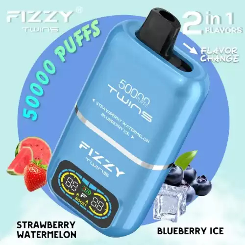 Fizzy Twins 50K (50000) Puffs Dual Flavors 50ML E-liquid Mesh Coil 850 mAh Battery 2% 5% Nicotine LCD Screen Disposable Vape – A New Era in Vaping Innovation