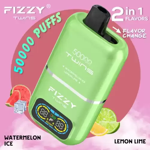 Fizzy Twins 50K (50000) Puffs Dual Flavors 50ML E-liquid Mesh Coil 850 mAh Battery 2% 5% Nicotine LCD Screen Disposable Vape – A New Era in Vaping Innovation