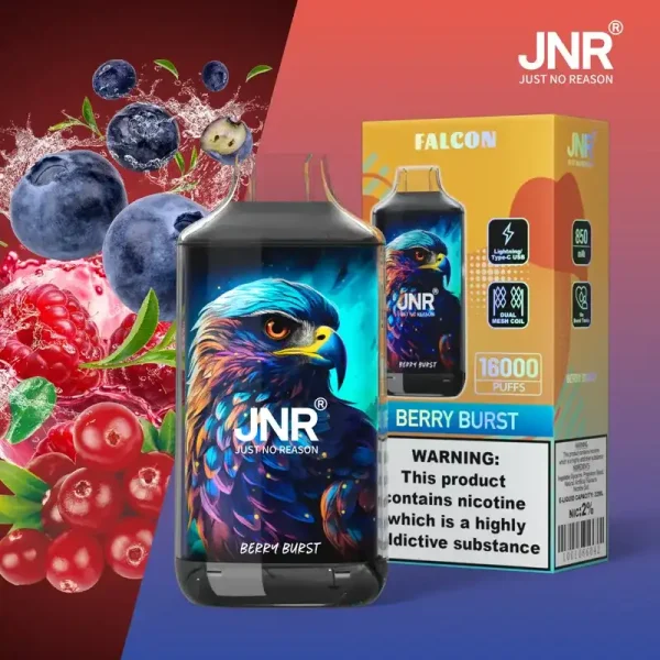 JNR Falcon Crystal 16K (16000) Puffs LED Display 2% 5% Nicotine 22ml E-liquid 850mAh Rechargeable Battery Disposable Vape