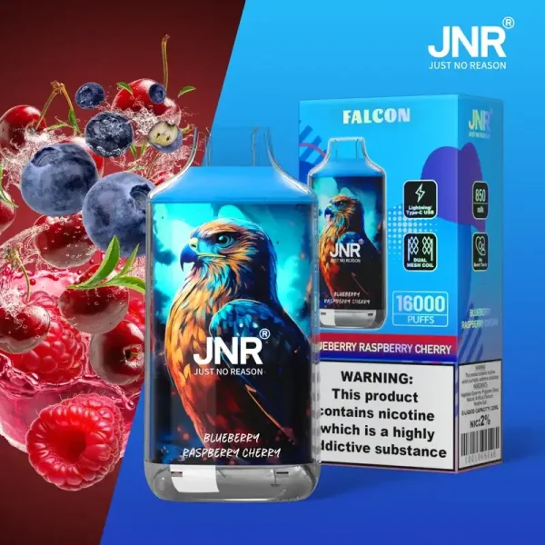 JNR Falcon Crystal 16K (16000) Puffs LED Display 2% 5% Nicotine 22ml E-liquid 850mAh Rechargeable Battery Disposable Vape