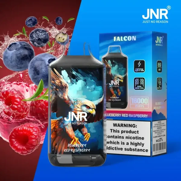 JNR Falcon Crystal 16K (16000) Puffs LED Display 2% 5% Nicotine 22ml E-liquid 850mAh Rechargeable Battery Disposable Vape