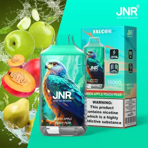 JNR Falcon Crystal 16K (16000) Puffs LED Display 2% 5% Nicotine 22ml E-liquid 850mAh Rechargeable Battery Disposable Vape