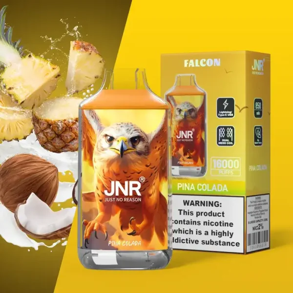 JNR Falcon Crystal 16K (16000) Puffs LED Display 2% 5% Nicotine 22ml E-liquid 850mAh Rechargeable Battery Disposable Vape