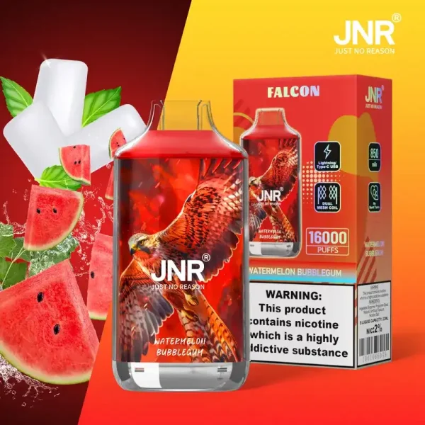 JNR Falcon Crystal 16K (16000) Puffs LED Display 2% 5% Nicotine 22ml E-liquid 850mAh Rechargeable Battery Disposable Vape