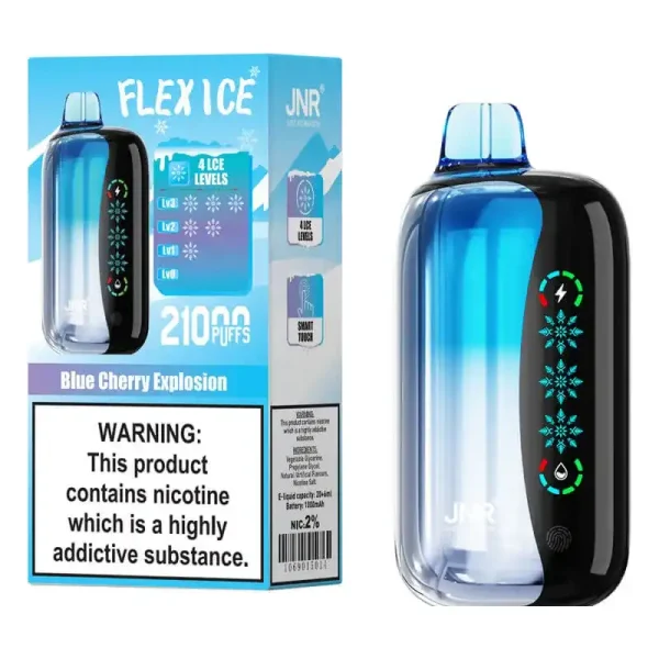 JNR Flex Ice 21K (21000) Puffs 0% 2% 5% Nicotine 26ml E-liquid 1000mAh Rechargeable Battery LED Display Disposable Vape