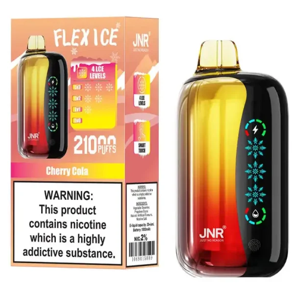 JNR Flex Ice 21K (21000) Puffs 0% 2% 5% Nicotine 26ml E-liquid 1000mAh Rechargeable Battery LED Display Disposable Vape