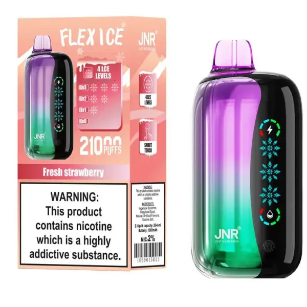 JNR Flex Ice 21K (21000) Puffs 0% 2% 5% Nicotine 26ml E-liquid 1000mAh Rechargeable Battery LED Display Disposable Vape