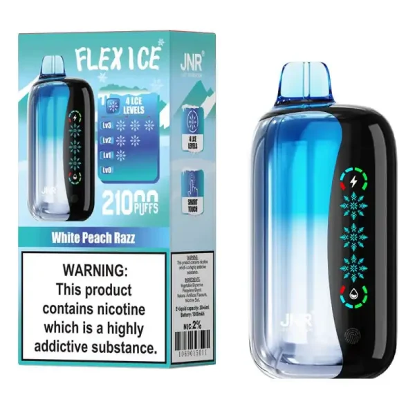 JNR Flex Ice 21K (21000) Puffs 0% 2% 5% Nicotine 26ml E-liquid 1000mAh Rechargeable Battery LED Display Disposable Vape
