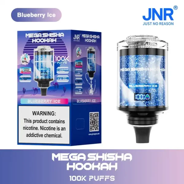JNR Mega Shisha Hookah 100K (100000) Puffs 2% 5% Nicotine 2200mAh Rechargeable Battery Direct-to-Lung (DTL) Vaping 60mL E-liquid Ultimate Vape
