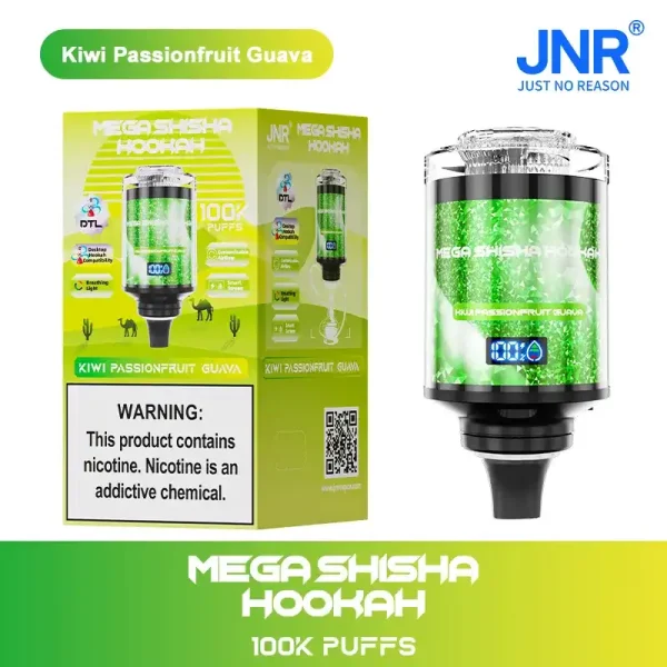 JNR Mega Shisha Hookah 100K (100000) Puffs 2% 5% Nicotine 2200mAh Rechargeable Battery Direct-to-Lung (DTL) Vaping 60mL E-liquid Ultimate Vape