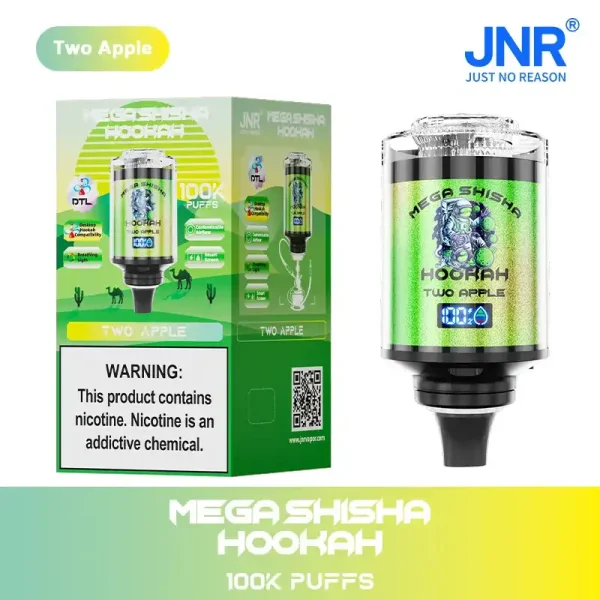 JNR Mega Shisha Hookah 100K (100000) Puffs 2% 5% Nicotine 2200mAh Rechargeable Battery Direct-to-Lung (DTL) Vaping 60mL E-liquid Ultimate Vape