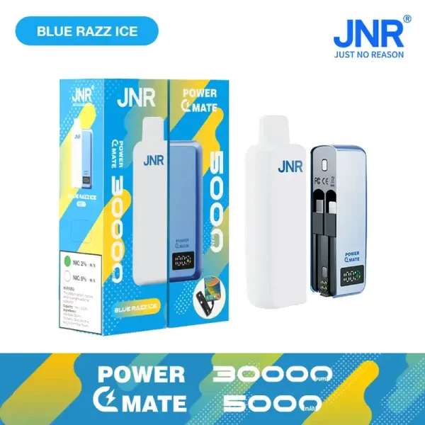 JNR Power Mate 30K (30000) Puffs 30ML E-liquid Smart LCD Screen 2% 5% Nicotine 5000mAh Power Bank Battery Disposable Vape