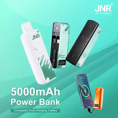 JNR Power Mate 30K (30000) Puffs 30ML E-liquid Smart LCD Screen 2% 5% Nicotine 5000mAh Power Bank Battery Disposable Vape