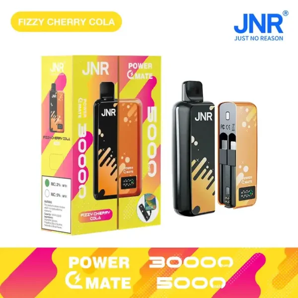 JNR Power Mate 30K (30000) Puffs 30ML E-liquid Smart LCD Screen 2% 5% Nicotine 5000mAh Power Bank Battery Disposable Vape