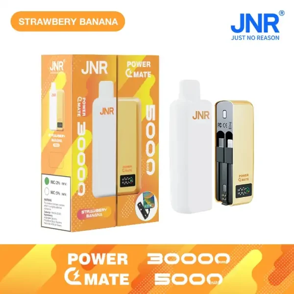 JNR Power Mate 30K (30000) Puffs 30ML E-liquid Smart LCD Screen 2% 5% Nicotine 5000mAh Power Bank Battery Disposable Vape