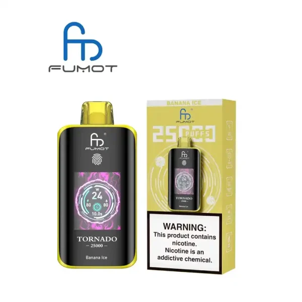 RandM Fumot Tornado 25K (25000) Puffs 3D Curved Screen 2% 5% Nicotine 700mAh Rechargeable Battery  Touch Switch Disposable Vape