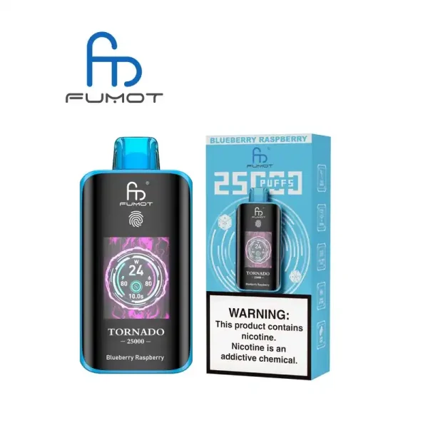 RandM Fumot Tornado 25K (25000) Puffs 3D Curved Screen 2% 5% Nicotine 700mAh Rechargeable Battery  Touch Switch Disposable Vape