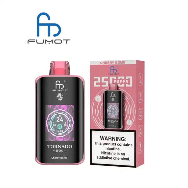 RandM Fumot Tornado 25K (25000) Puffs 3D Curved Screen 2% 5% Nicotine 700mAh Rechargeable Battery  Touch Switch Disposable Vape