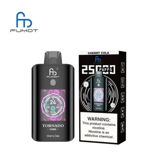 RandM Fumot Tornado 25K (25000) Puffs 3D Curved Screen 2% 5% Nicotine 700mAh Rechargeable Battery  Touch Switch Disposable Vape