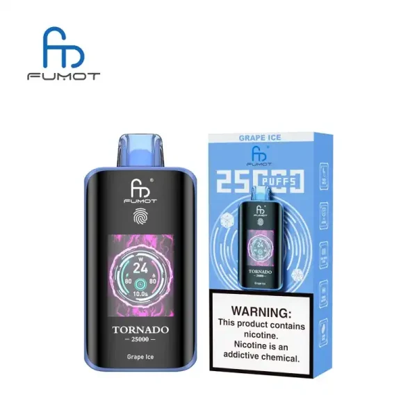 RandM Fumot Tornado 25K (25000) Puffs 3D Curved Screen 2% 5% Nicotine 700mAh Rechargeable Battery  Touch Switch Disposable Vape