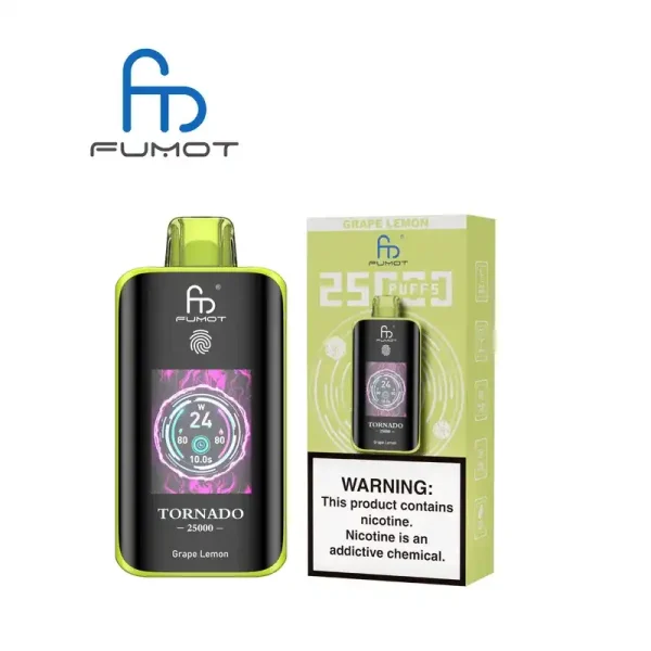 RandM Fumot Tornado 25K (25000) Puffs 3D Curved Screen 2% 5% Nicotine 700mAh Rechargeable Battery  Touch Switch Disposable Vape