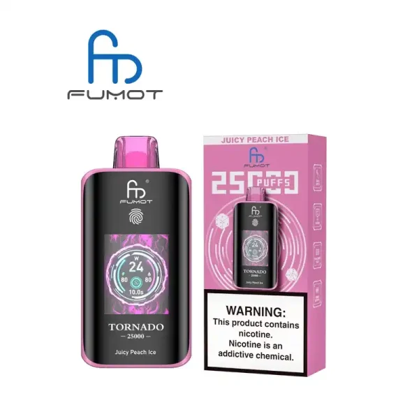 RandM Fumot Tornado 25K (25000) Puffs 3D Curved Screen 2% 5% Nicotine 700mAh Rechargeable Battery  Touch Switch Disposable Vape