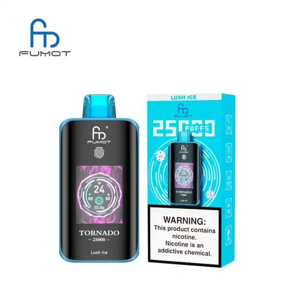 RandM Fumot Tornado 25K (25000) Puffs 3D Curved Screen 2% 5% Nicotine 700mAh Rechargeable Battery  Touch Switch Disposable Vape