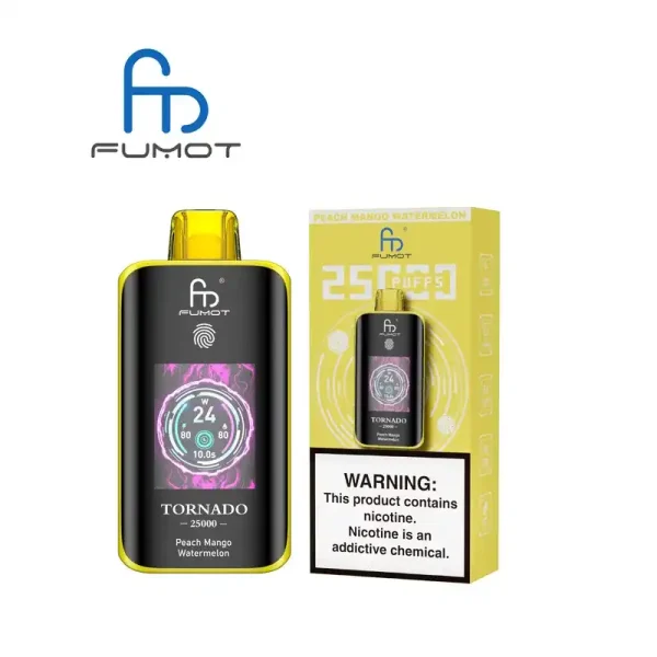 RandM Fumot Tornado 25K (25000) Puffs 3D Curved Screen 2% 5% Nicotine 700mAh Rechargeable Battery  Touch Switch Disposable Vape