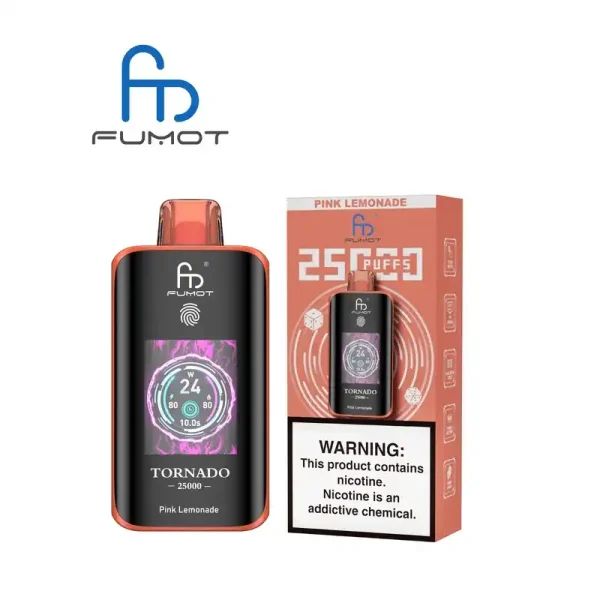RandM Fumot Tornado 25K (25000) Puffs 3D Curved Screen 2% 5% Nicotine 700mAh Rechargeable Battery  Touch Switch Disposable Vape