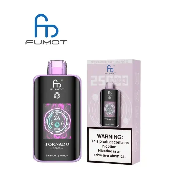 RandM Fumot Tornado 25K (25000) Puffs 3D Curved Screen 2% 5% Nicotine 700mAh Rechargeable Battery  Touch Switch Disposable Vape