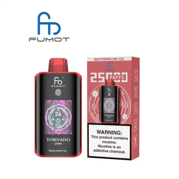 RandM Fumot Tornado 25K (25000) Puffs 3D Curved Screen 2% 5% Nicotine 700mAh Rechargeable Battery  Touch Switch Disposable Vape