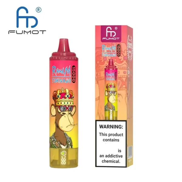 RandM Tornado 15K (15000) Puffs LED Display 25ml E-liquid 850mAh Rechargeable Battery 2% 5% Nicotine Disposable Vape