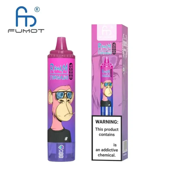 RandM Tornado 15K (15000) Puffs LED Display 25ml E-liquid 850mAh Rechargeable Battery 2% 5% Nicotine Disposable Vape