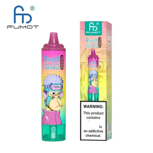 RandM Tornado 15K (15000) Puffs LED Display 25ml E-liquid 850mAh Rechargeable Battery 2% 5% Nicotine Disposable Vape