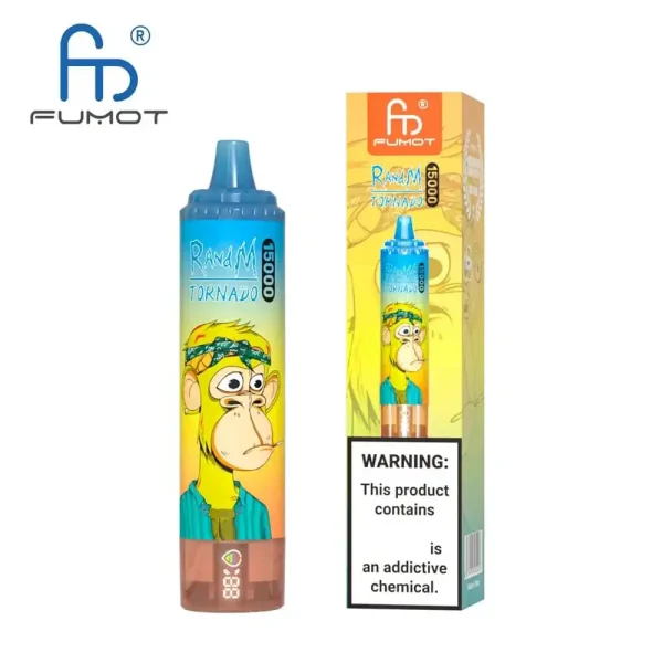 RandM Tornado 15K (15000) Puffs LED Display 25ml E-liquid 850mAh Rechargeable Battery 2% 5% Nicotine Disposable Vape